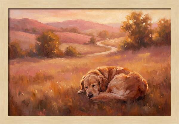 Golden Retriever In Serene Landscape