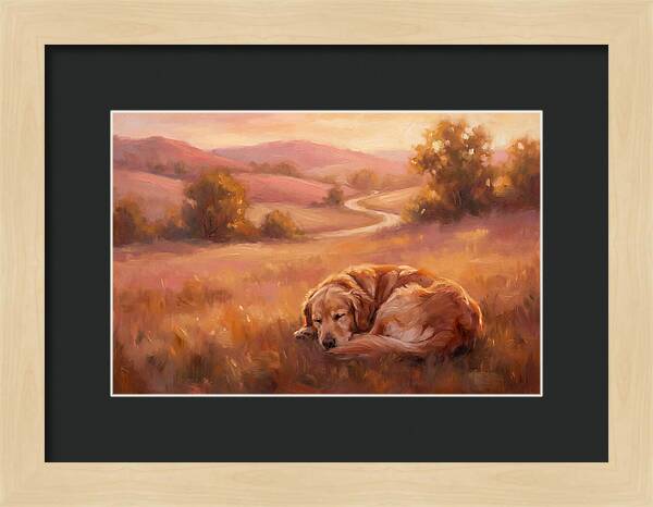 Golden Retriever In Serene Landscape