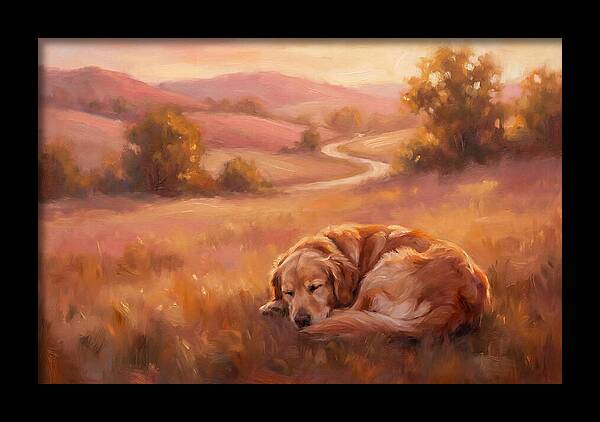Golden Retriever In Serene Landscape