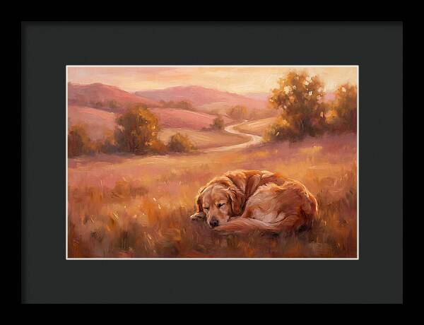 Golden Retriever In Serene Landscape