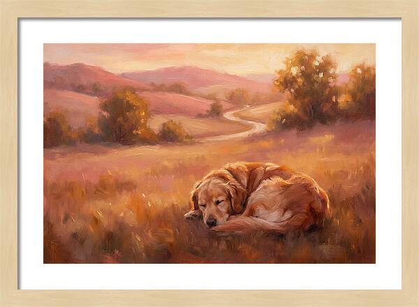 Golden Retriever In Serene Landscape