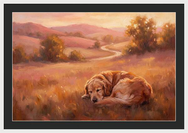 Golden Retriever In Serene Landscape