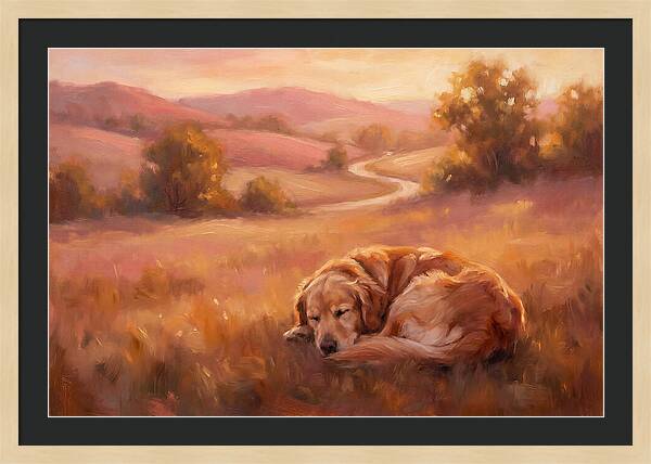 Golden Retriever In Serene Landscape