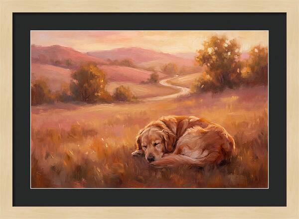 Golden Retriever In Serene Landscape