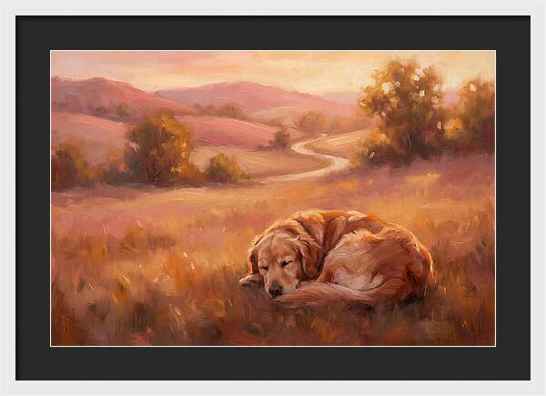 Golden Retriever In Serene Landscape