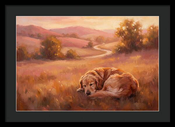 Golden Retriever In Serene Landscape