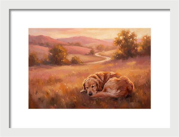 Golden Retriever In Serene Landscape