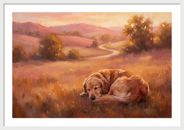 Golden Retriever In Serene Landscape