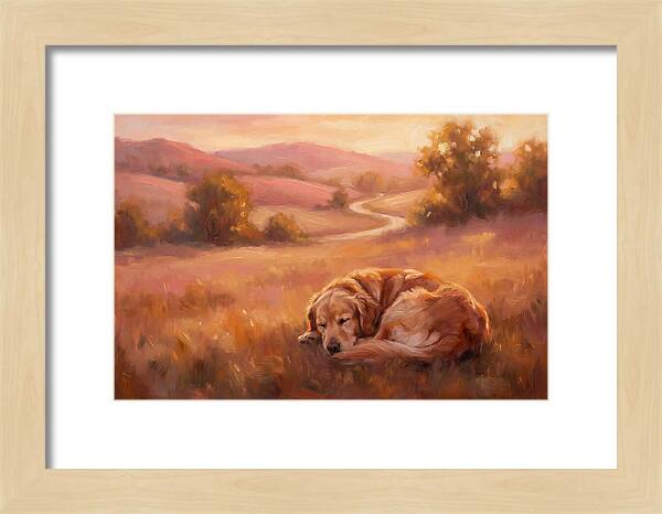 Golden Retriever In Serene Landscape