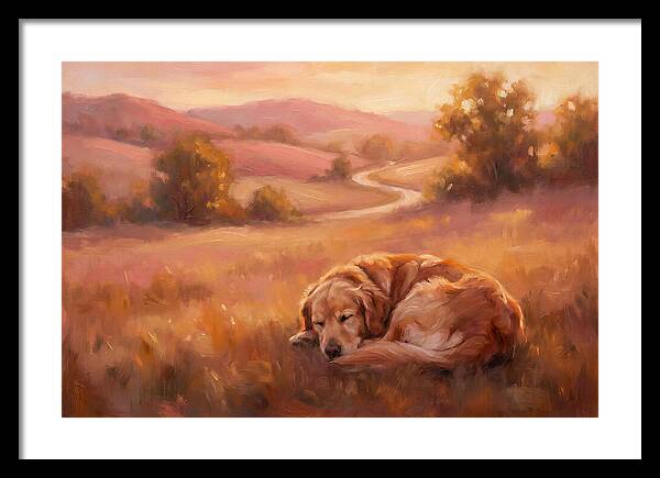 Golden Retriever In Serene Landscape
