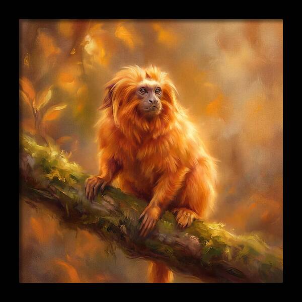 Golden Tamarin In Autumn Glow
