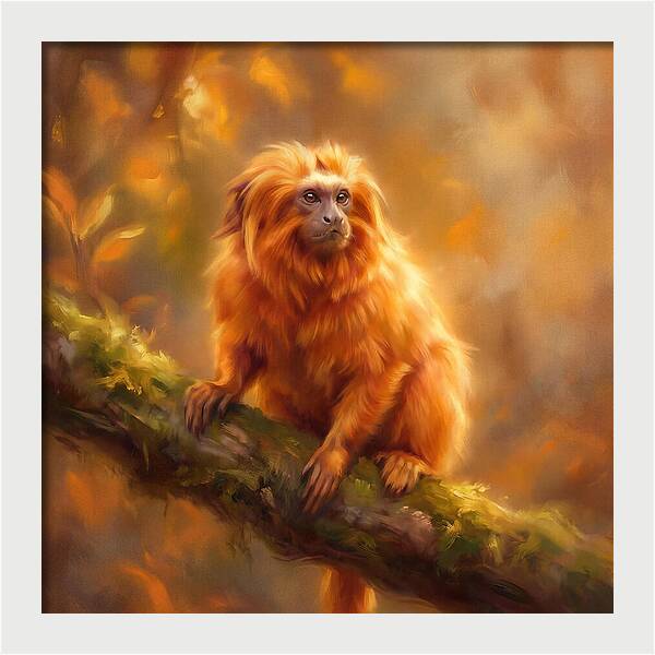 Golden Tamarin In Autumn Glow