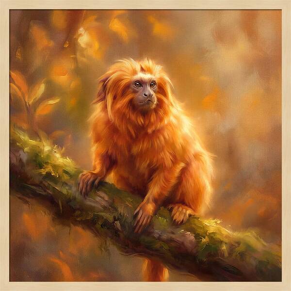 Golden Tamarin In Autumn Glow