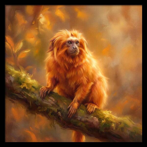 Golden Tamarin In Autumn Glow