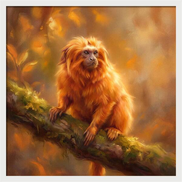 Golden Tamarin In Autumn Glow