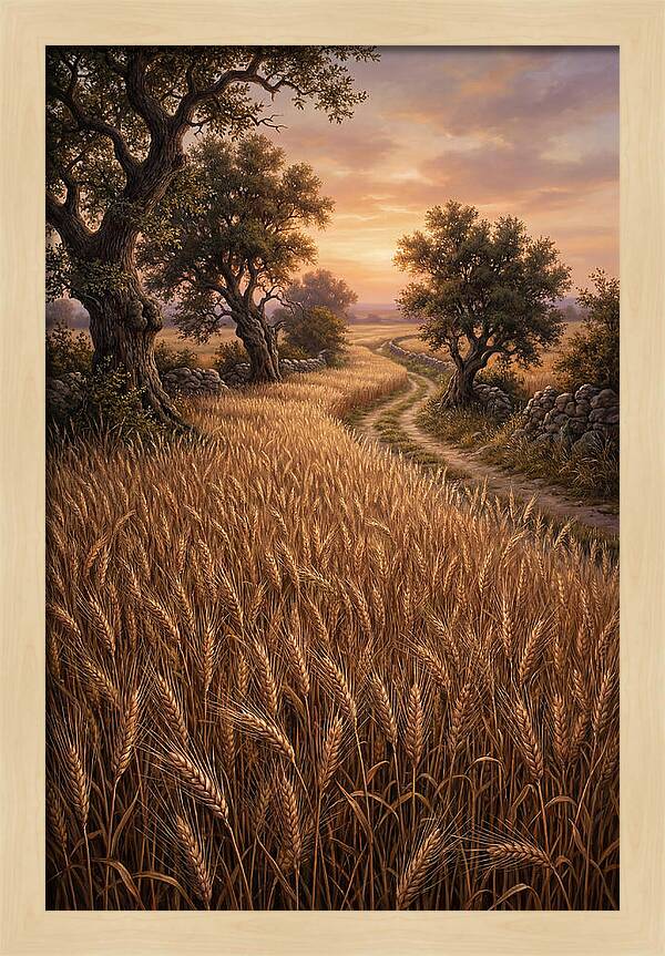 Golden Wheat Field At Sunset