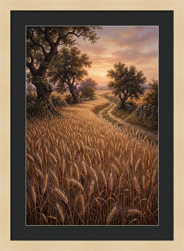 Golden Wheat Field At Sunset