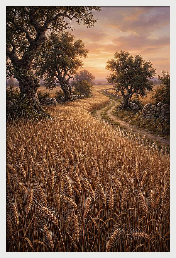 Golden Wheat Field At Sunset