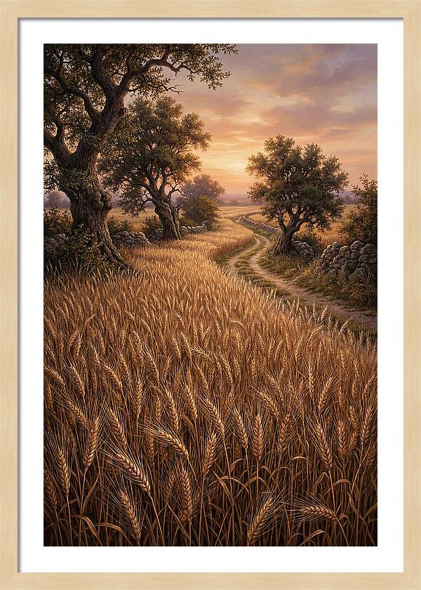 Golden Wheat Field At Sunset