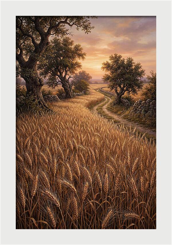 Golden Wheat Field At Sunset