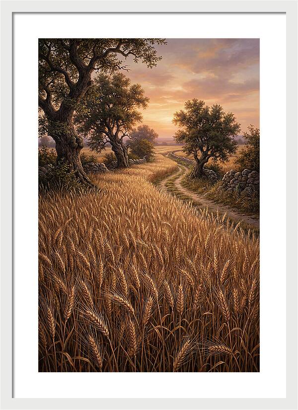 Golden Wheat Field At Sunset
