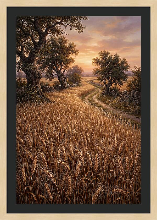 Golden Wheat Field At Sunset