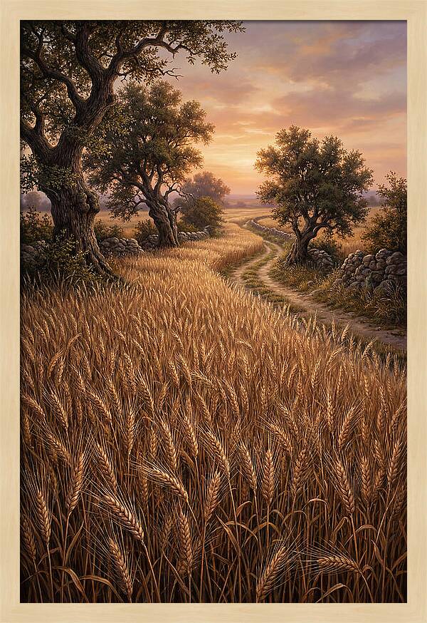 Golden Wheat Field At Sunset