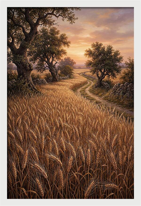 Golden Wheat Field At Sunset