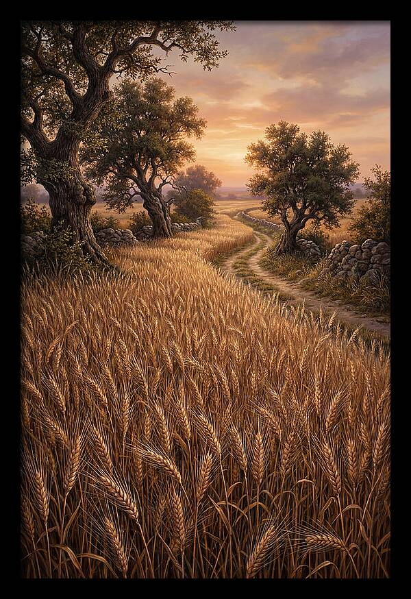 Golden Wheat Field At Sunset