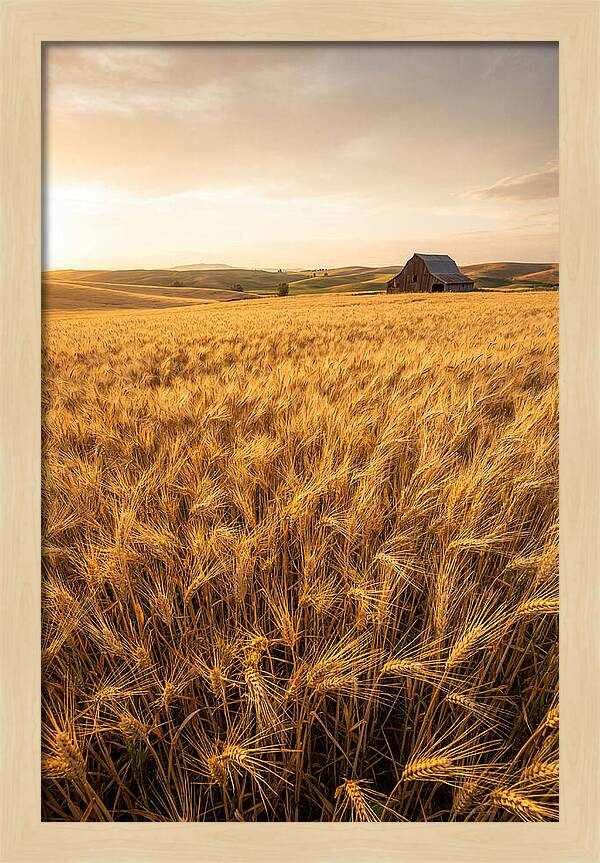 Golden Wheat Fields At Dusk