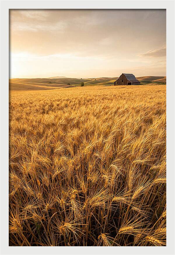 Golden Wheat Fields At Dusk