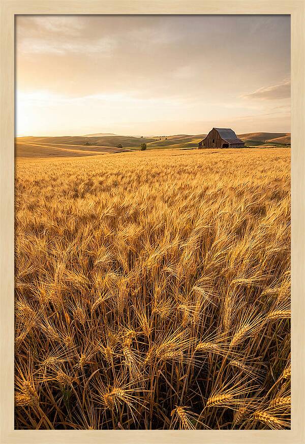 Golden Wheat Fields At Dusk