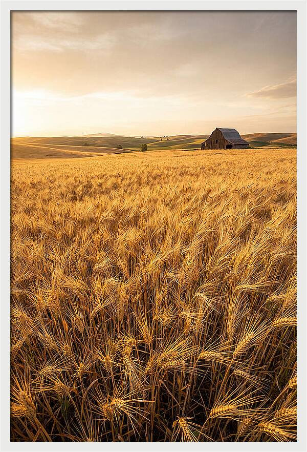 Golden Wheat Fields At Dusk