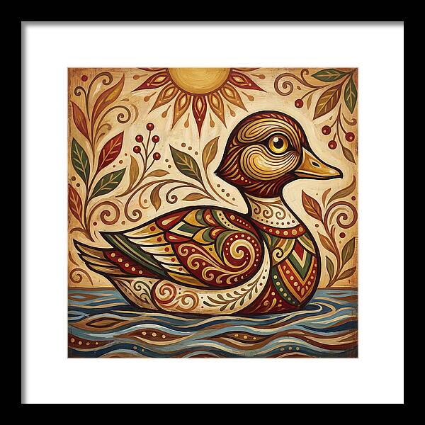 Goldeneye Duck In Folk Art Style