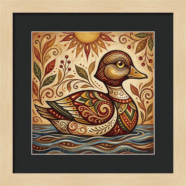 Goldeneye Duck In Folk Art Style