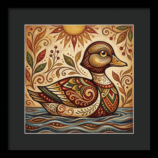Goldeneye Duck In Folk Art Style