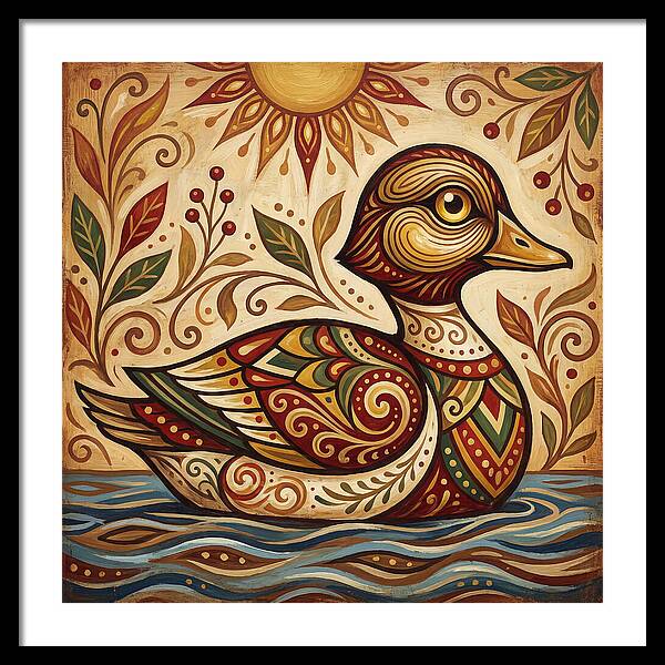 Goldeneye Duck In Folk Art Style