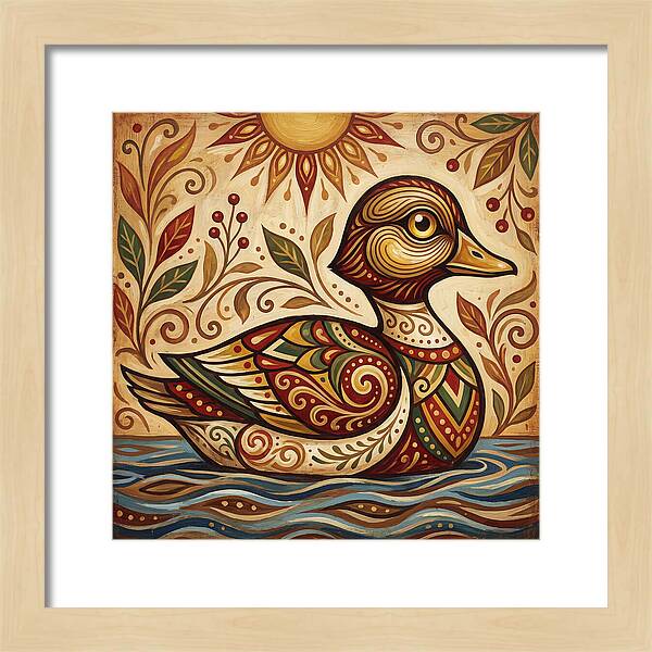 Goldeneye Duck In Folk Art Style