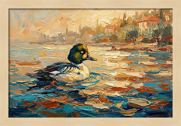 Goldeneye Duck In Mediterranean Waters
