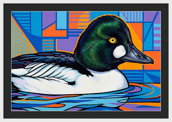 Goldeneye Duck In Vibrant Colors