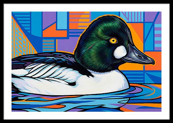 Goldeneye Duck In Vibrant Colors