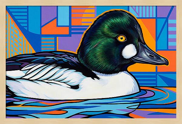 Goldeneye Duck In Vibrant Colors