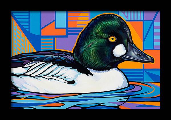 Goldeneye Duck In Vibrant Colors
