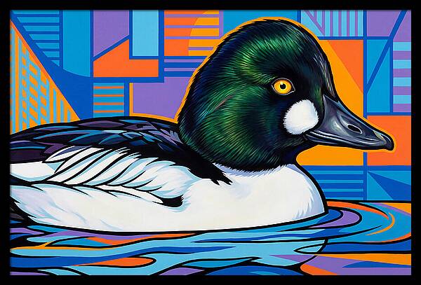 Goldeneye Duck In Vibrant Colors