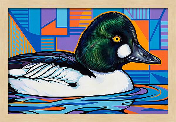 Goldeneye Duck In Vibrant Colors