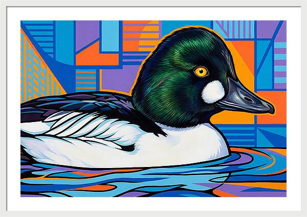 Goldeneye Duck In Vibrant Colors