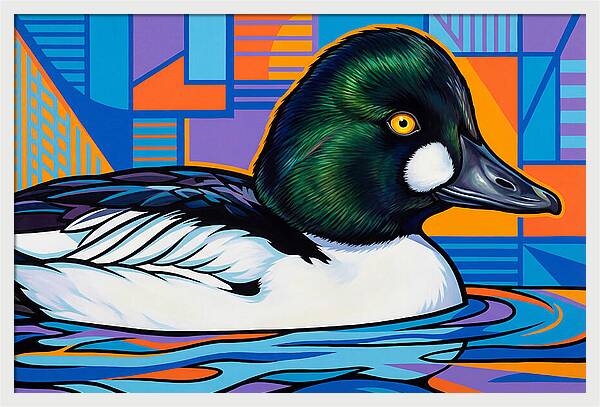 Goldeneye Duck In Vibrant Colors