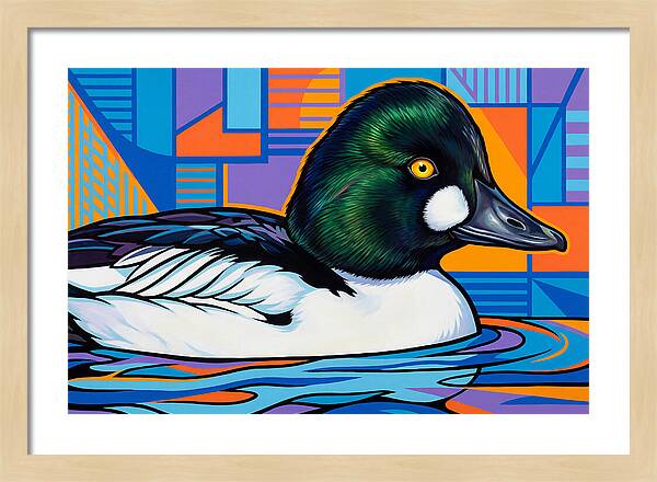 Goldeneye Duck In Vibrant Colors