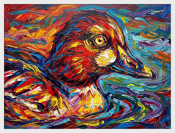 Goldeneye Duck In Vibrant Swirls