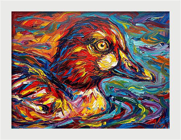 Goldeneye Duck In Vibrant Swirls